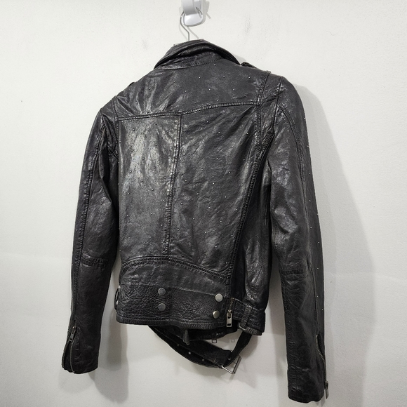 Mauritius Leather Saddy RF Studded Motorcycle Jacket in Black Women's Size M/8 - Picture 3 of 16